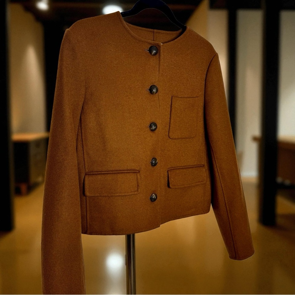Veronica Beard LYSSA Wool-Blend Button-Up Soft Jacket Blazer 8 Deep Ochre - Picture 3 of 11